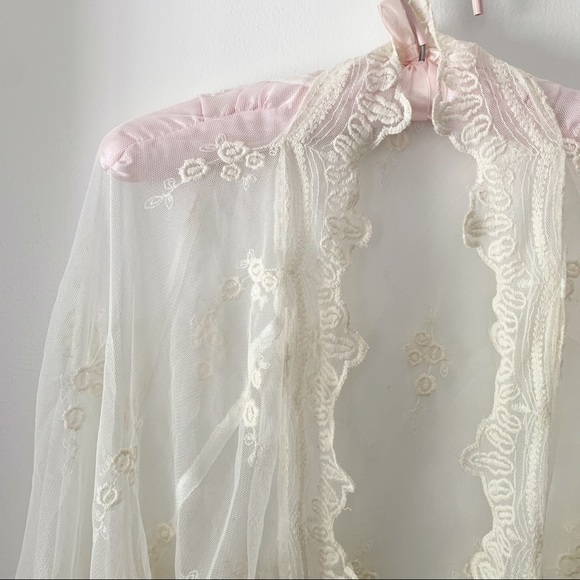 Boho chic beige embroidered cardigan XS-S - Picture 4 of 6